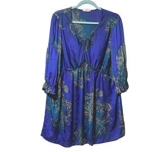 Evolution size 1X/16 purple/blue print flowy v neck lightweight Boho top